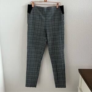 Calvin Klein Gray Black Check Elastic Waist Pull On Career Work Pants M